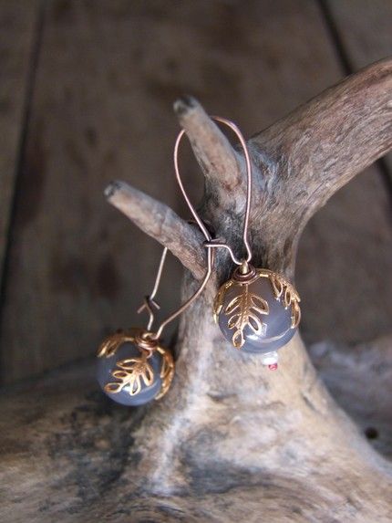 Josephineearrings-grayagateandcoppe.jpg Josephine Earrings - Gray Agate and Copper picture by exsanguisala