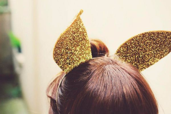 Gold Glitter Bunny Ears at Vintage Style Me