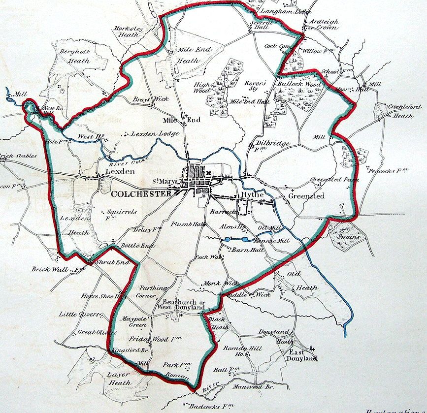 Colchester Essex Antique Map 1832 Ebay 