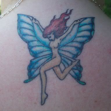 Blue Butterfly Women Tattoo Design