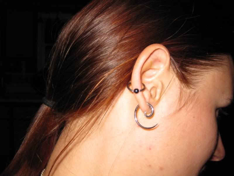 Shiny new inner conch piercing: Image reduced in size