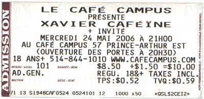Ticket - Xavier Caféïne