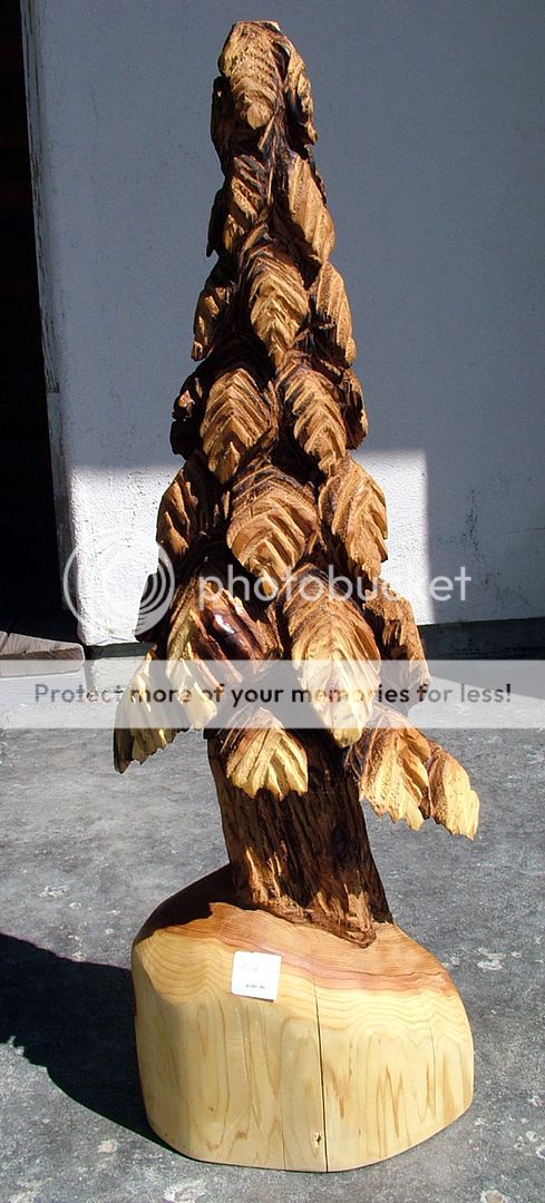 Natural Standing Pine Tree Chainsaw Carving wood art  