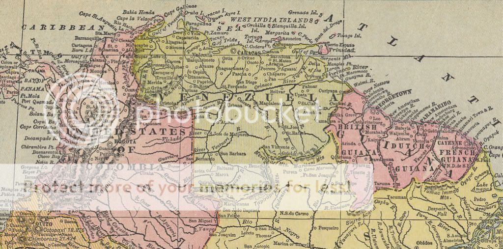 1893 Crams Railway map of South America. Genuine.  