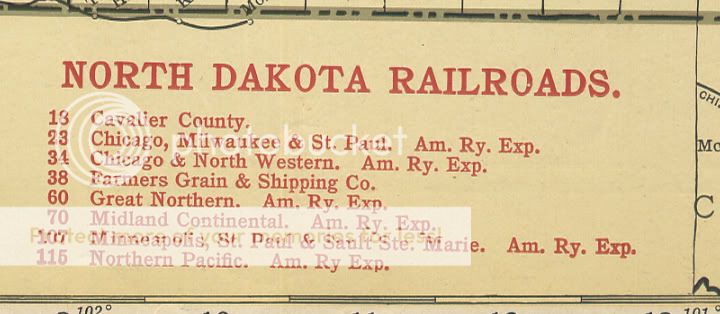 1928 Railroad map of North Dakota. Genuine.  