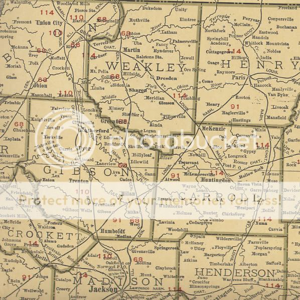 1920 Railroad Map of Tennessee. 28 X 20 inches. Genuine.  