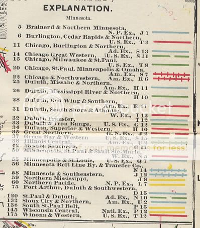 1897 Crams Railway Map of Minnesota. Genuine.  