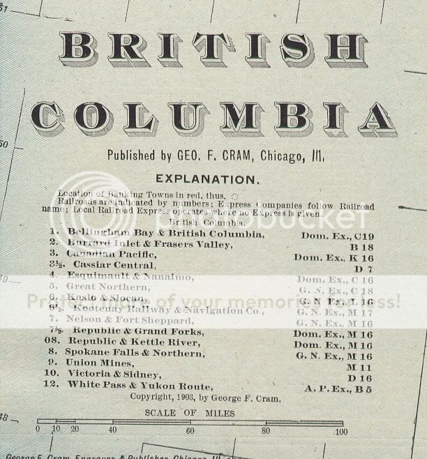 1903 Crams Railroad Map of British Columbia.  