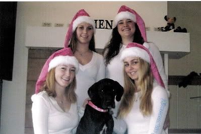 Ashley and roomies at Christmas, 2006